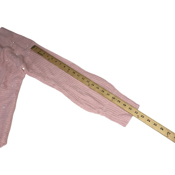 Love by Marcy Pink Twist Front Faux Pearl V-Neck Lightweight Sweater Women’s 1X - Picture 5 of 12